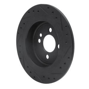 Mini Cooper Brake Rotor (1) - Rear Left - R1 Concepts - Drilled & Slotted - Black - `09-`14